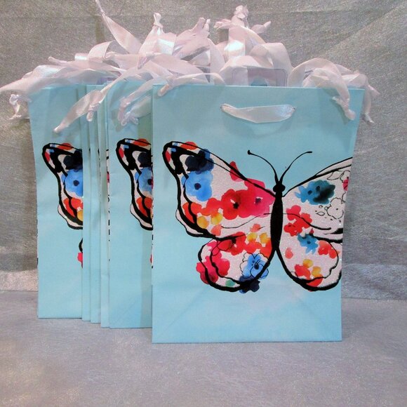 BRAND NEW Lot of 8 American Greetings  Gift Bags-GLITTERING BUTTERFLY-GORGEOUS! - Picture 1 of 6